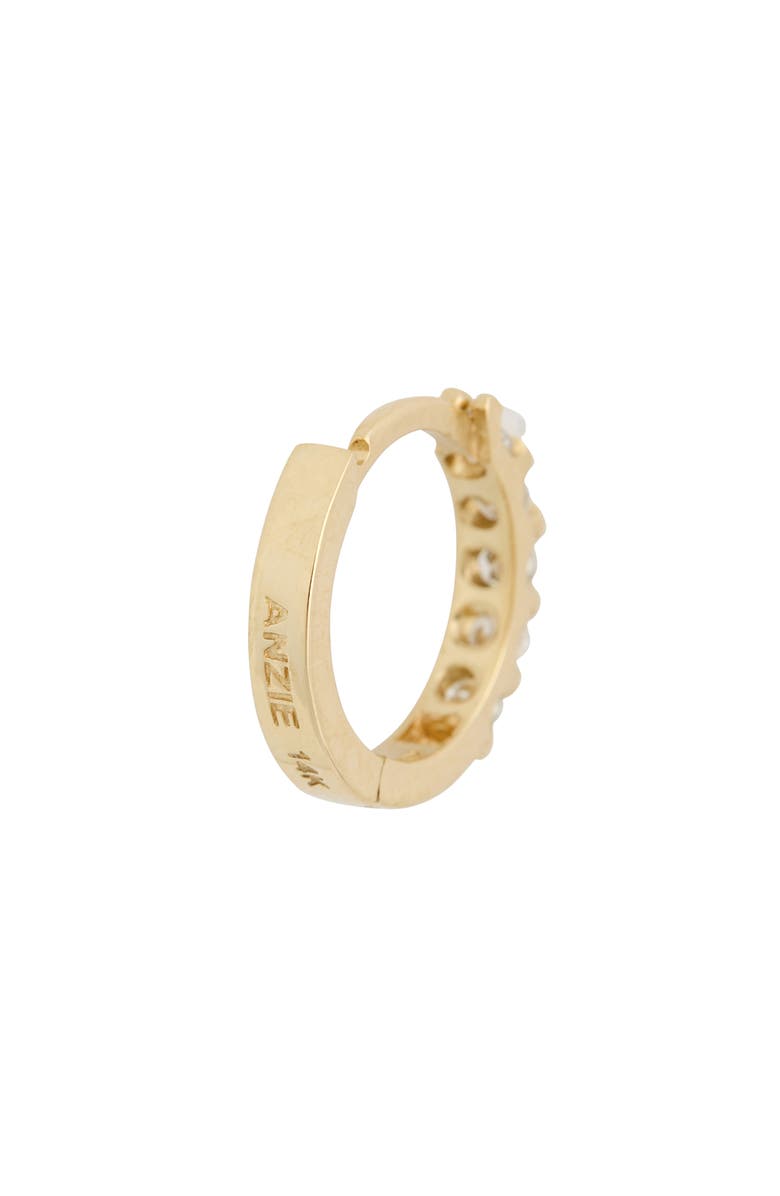 Anzie Mini Classique Diamond Pavé Huggie Hoop Earrings, Alternate, color, 0.3 Ctw Yellow Gold/ Diamond