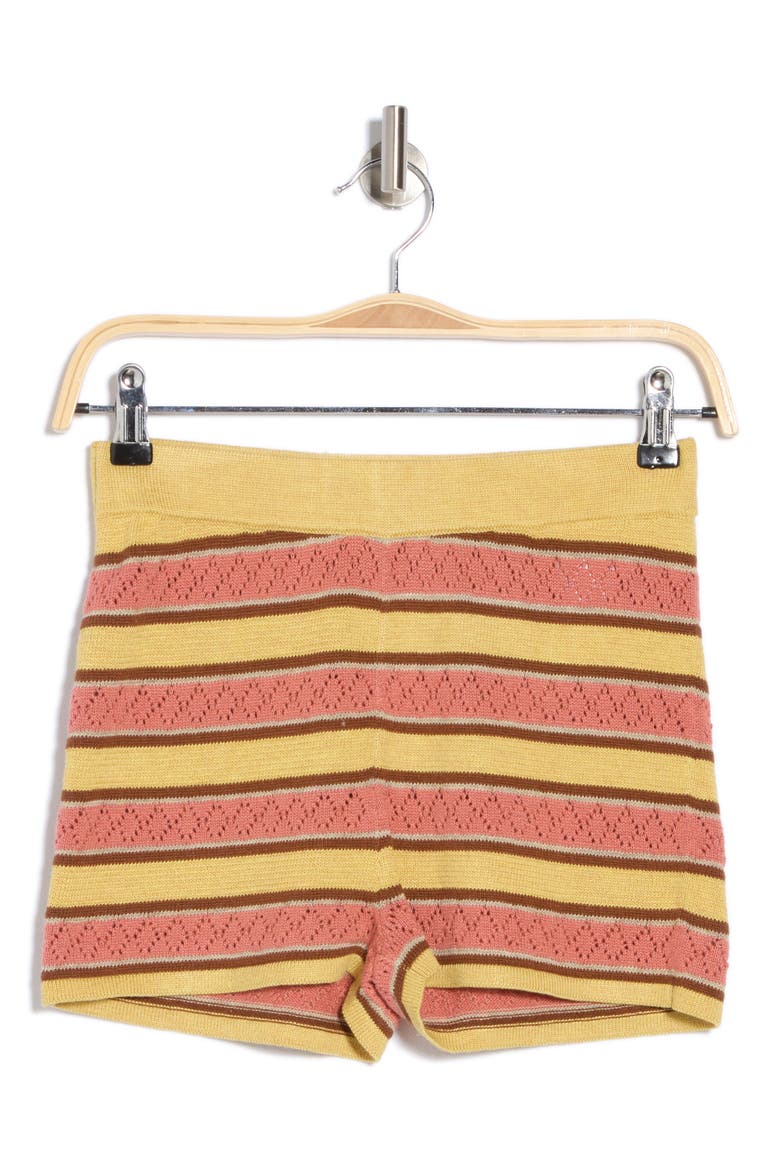 High Waist Blissful Bootie Shorts, Alternate, color, MUSTARD BROWN STRIPE