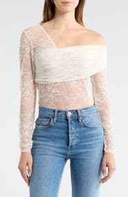 Steve Madden One Shoulder Lace Top