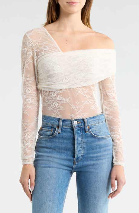 Steve Madden One Shoulder Lace Top