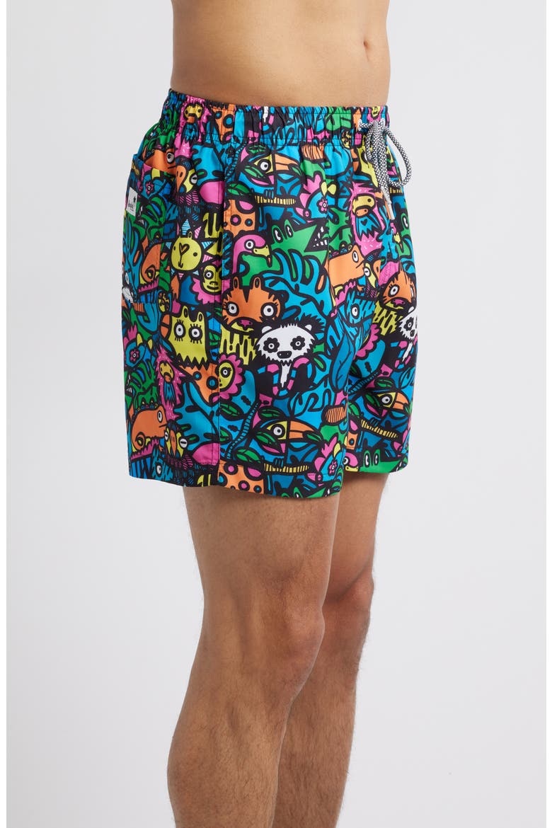 Munday Jungle Mid Length Swim Trunks, Alternate, color, MULTI