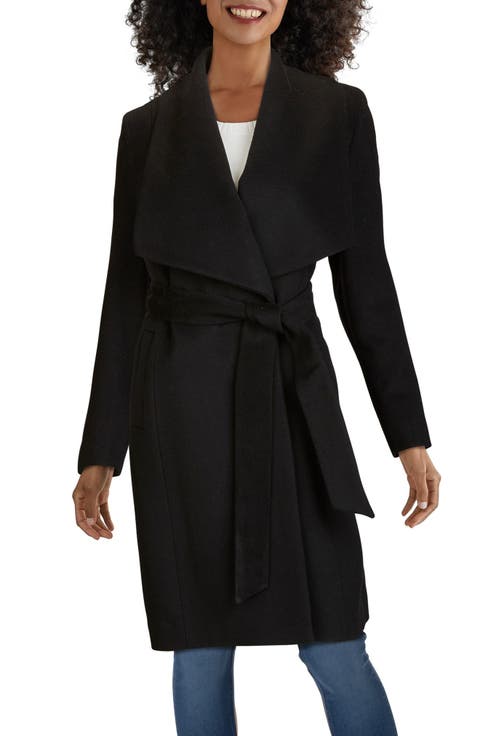 Slick Wool Blend Wrap Coat