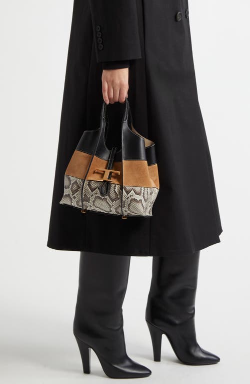 Tod's Mini T Timeless Shopping Bag Leather & Suede Tote