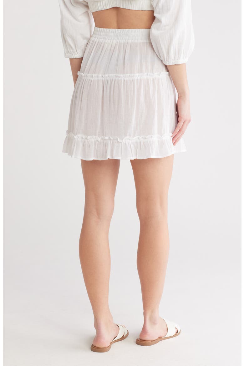 Smocked Tiered Cotton Cover-Up Skirt, Alternate, color, WHITE