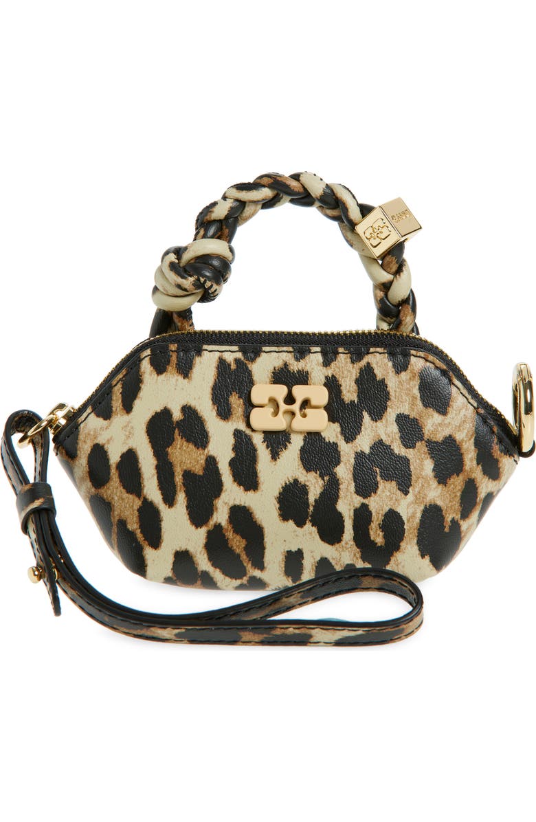 Ganni Nano Bou Leopard Print Handbag, Main, color, Leopard