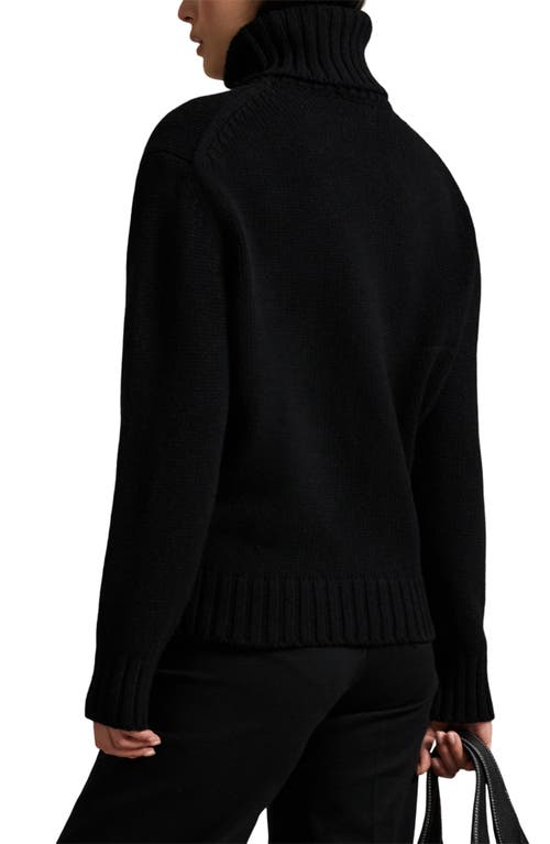 Polo Ralph Lauren Contrasting Graphic Wool Turtleneck Sweater In Black