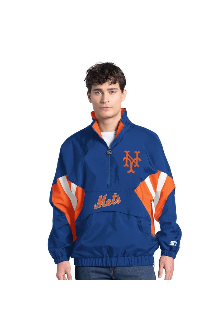 Men's Starter  Royal New York Mets Cooperstown Chief Half-Zip Pullover, Alternate, color, Royal