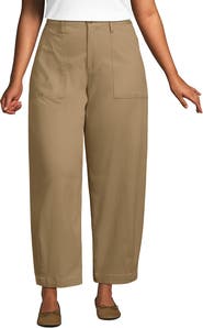 Lands' End Plus Size Chino High Rise Barrel Leg Utility Ankle Pants