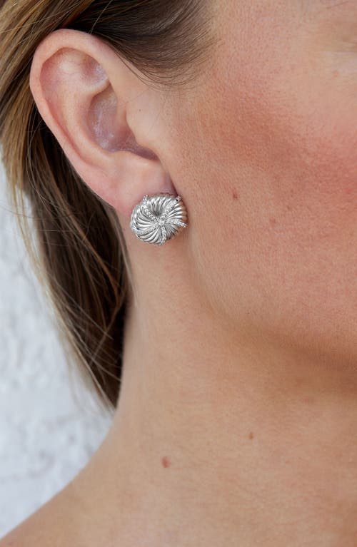 Savvy Cie Jewels Rhodium Plated Star Dollar Flute Earrings In Silver