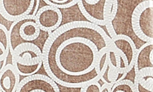 Nina Leonard Puff Print Sleeveless Trapeze Dress In Tan/white