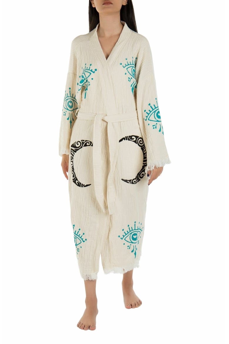 Maia - Moon Eye Handmade Cotton Robe Cover-Up, Alternate, color, Off-White