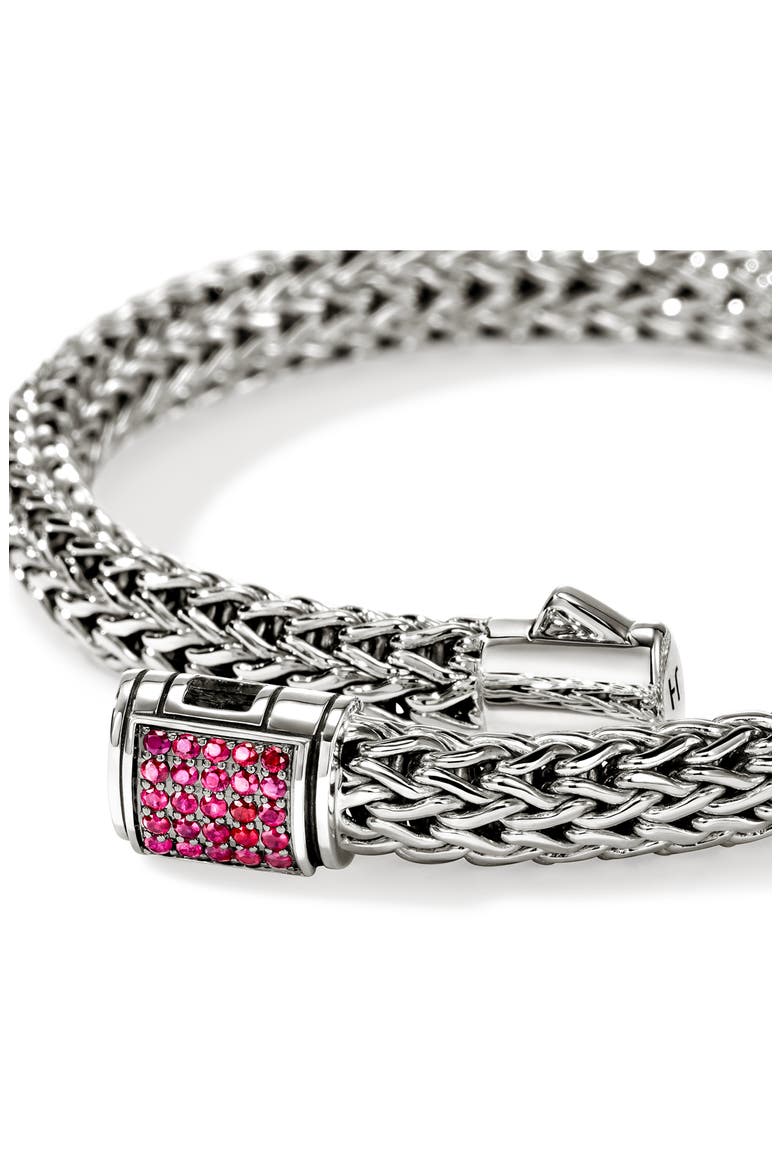 Icon Bracelet, Sterling Silver, Pavé, 6.5mm, Alternate, color, RUBY