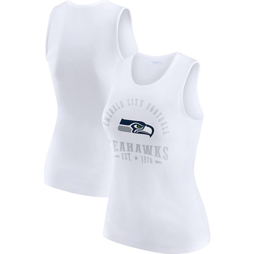 Wear By Erin Andrews Women's White Seattle Seahawks Ribbed Graphic Tank Top In White
