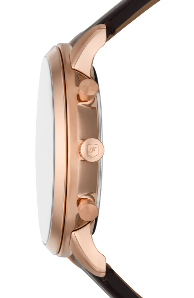 Fossil Neutra Chronograph Leather Strap Watch, 44mm, Alternate, color, 