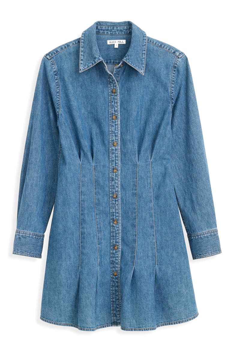 Camille Long Sleeve Denim Shirtdress, Alternate, color, MEDIUM WASH