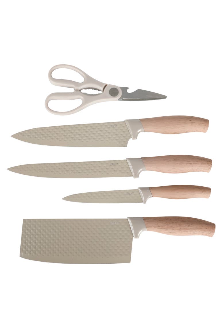 Gunderson 6-Piece Stainless Steel Kitchen Knife Block Set, Alternate, color, Silver