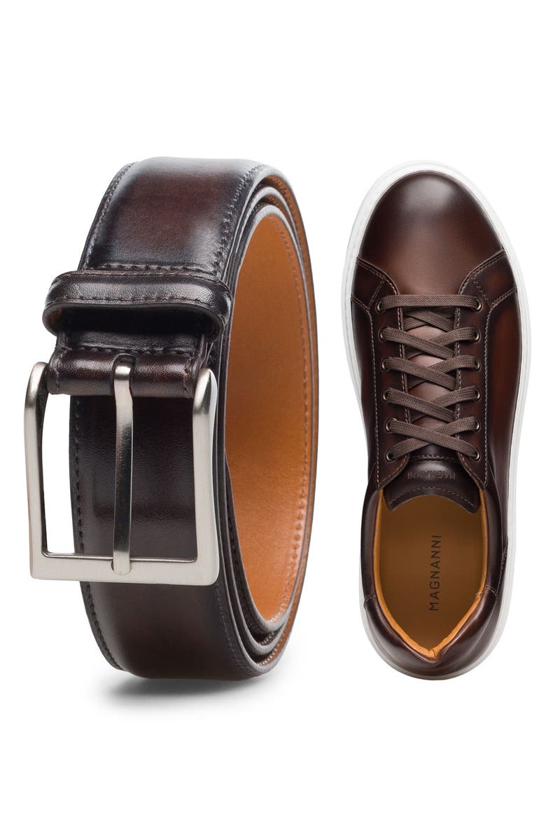 Magnanni Wind Leather Belt, Alternate, color, 