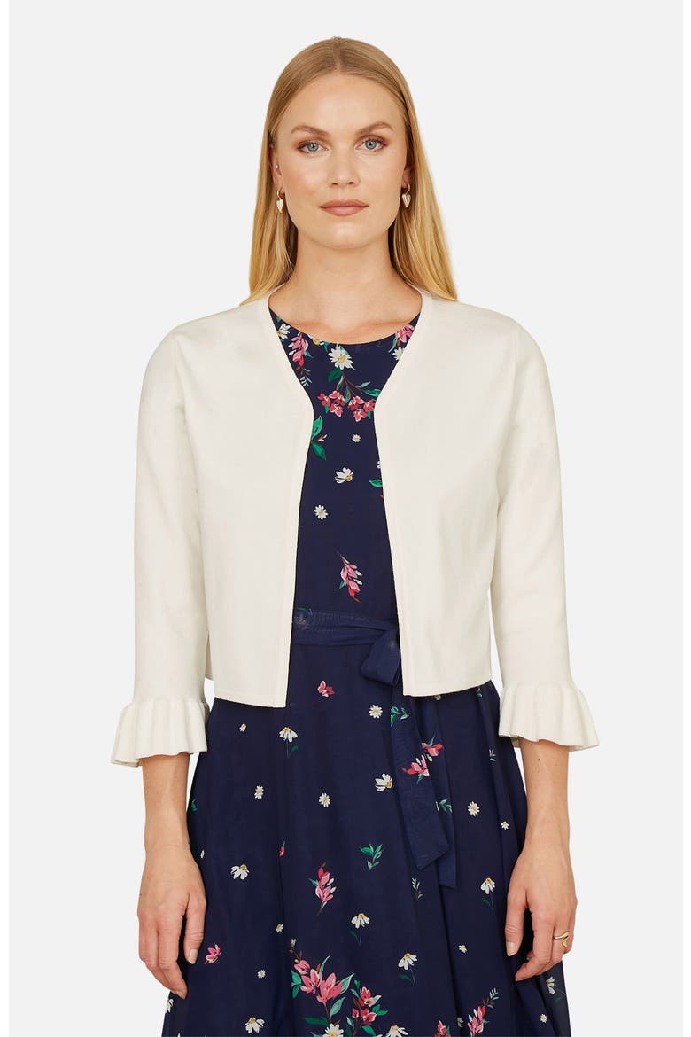 Bell Sleeves Cropped Cardigan, Alternate, color, Ivory