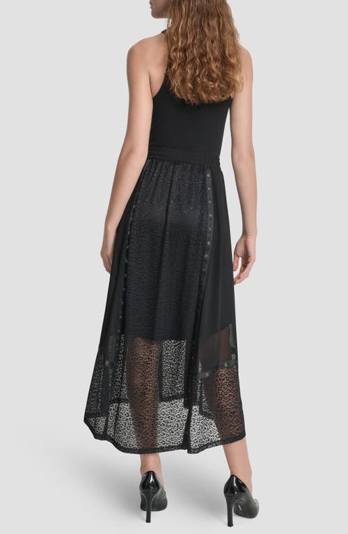 Dkny Leopard Spot Mesh A-line Skirt In Black