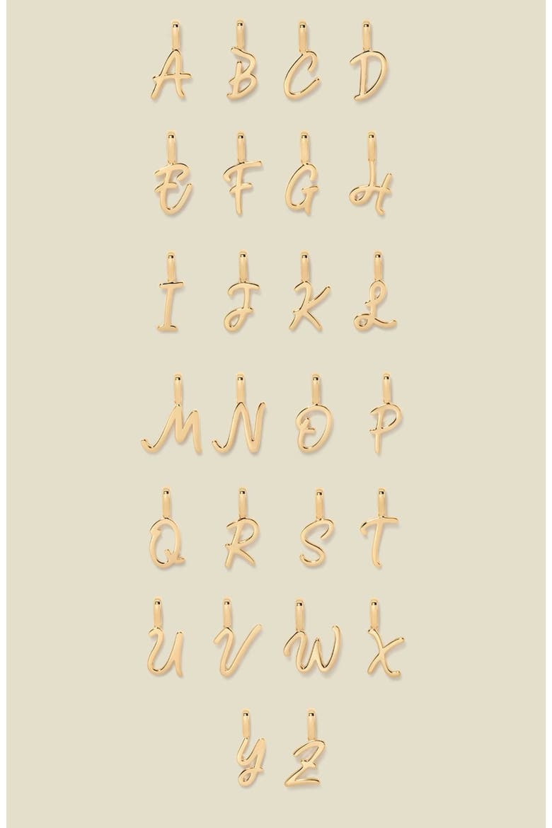 Script Initial Charm Gold Vermeil, Alternate, color, Gold Vermeil Initial T