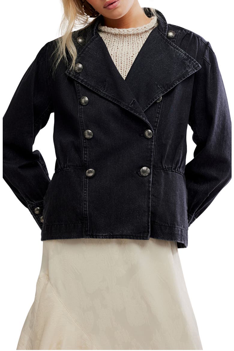 Imogene Double Breasted Denim Jacket, Main, color, ODYSSEY BLACK