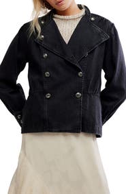 Free People Imogene Double Breasted Denim Jacket