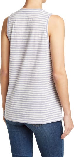 メイドウェル Madewell ウィスパー Cotton V-Neck Tank in Stripe レディース シャツ トップス Faded Sea Whisper Cotton V-Neck Tank in Tierney Stripe | Madewell