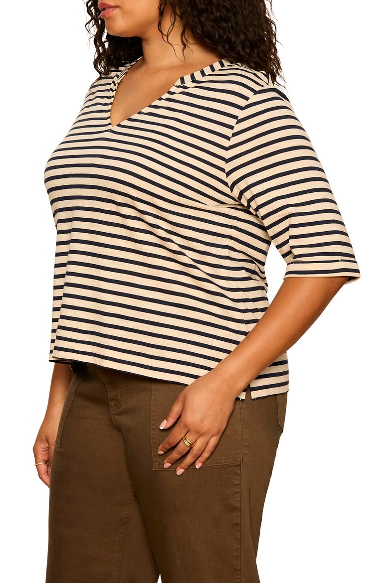Dolce Stripe Notch Top, Alternate, color, NAVY/ DARK OPAL