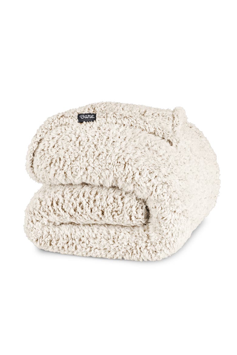 Tipped Faux Shearling Throw Blanket, Main, color, Oyster