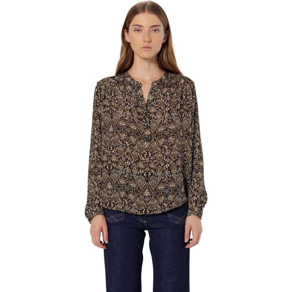 Gerard Darel Althea Cultural Print Blouse In Brown