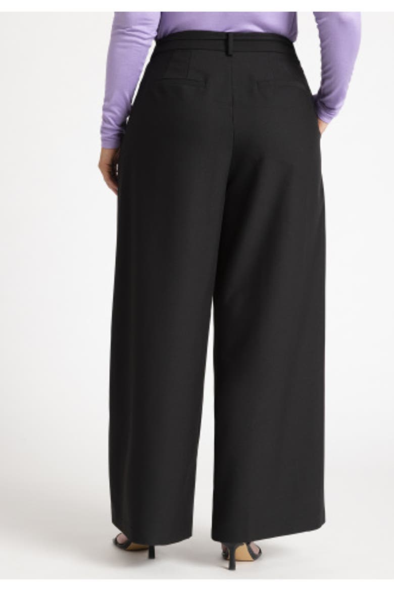 Wide Leg Pleated Trouser With Long Belt, Alternate, color, BLACK ONYX