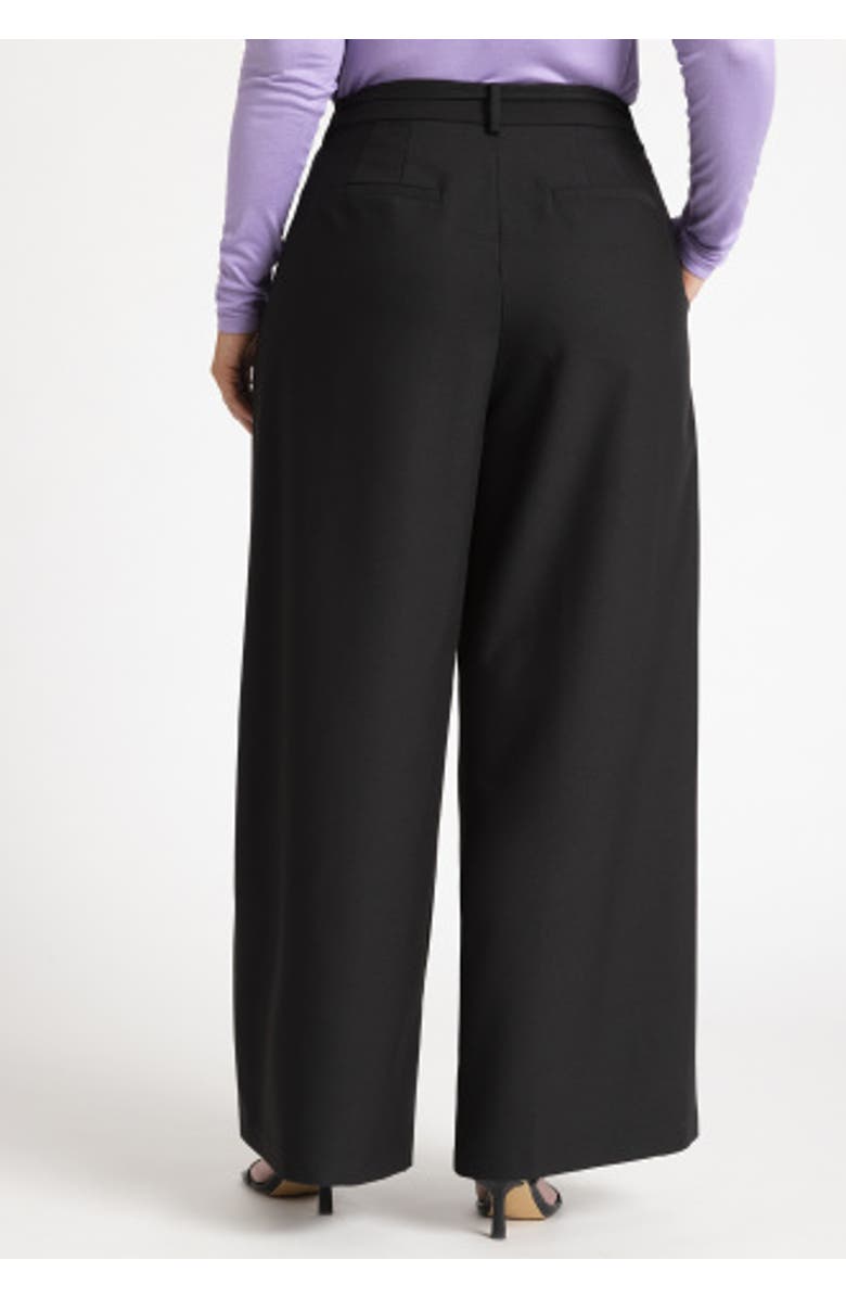 ELOQUII Pleat Detail Trouser With Long Belt, Alternate, color, Black Onyx