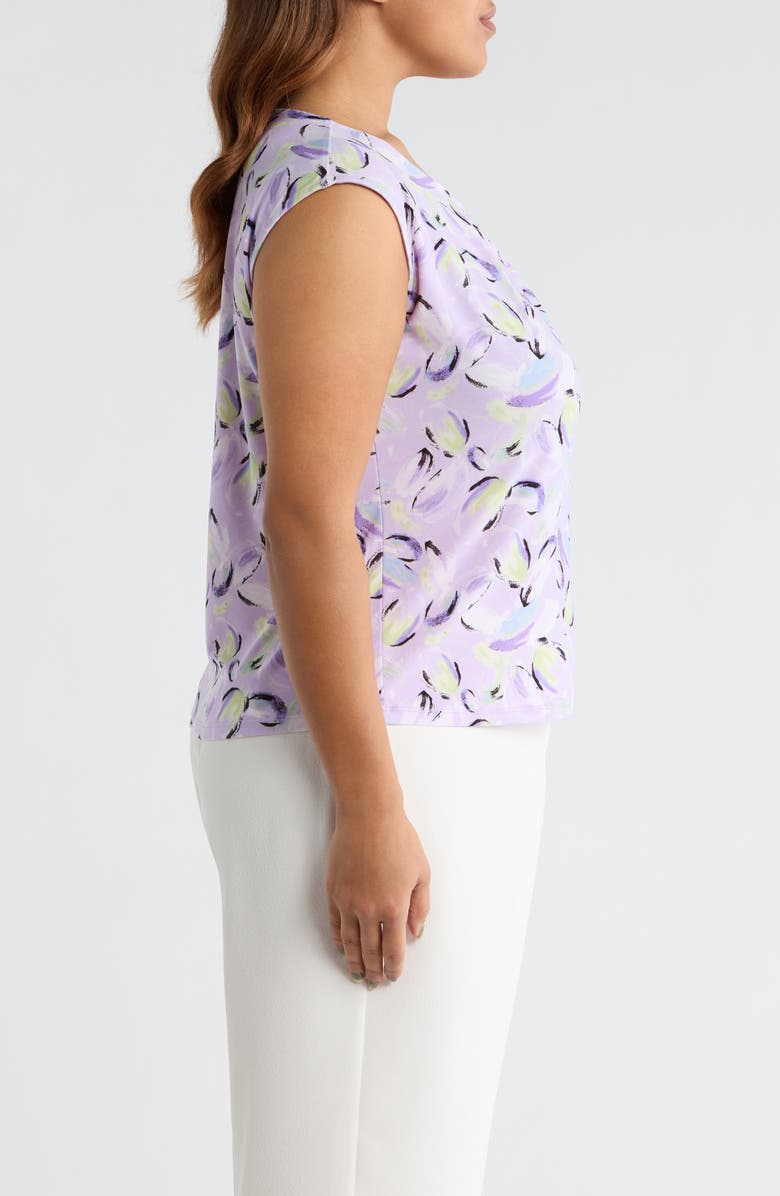 KASPER Print Cap Sleeve Top, Alternate, color, Lavndr Mist