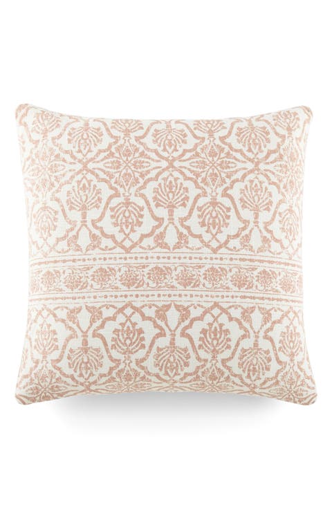 Antique Floral Cotton Throw Pillow