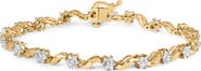 Haus of Brilliance 10k Yellow Gold 1.00 Cttw Round-Cut Diamond Floral S-Link 7.50" Bracelet