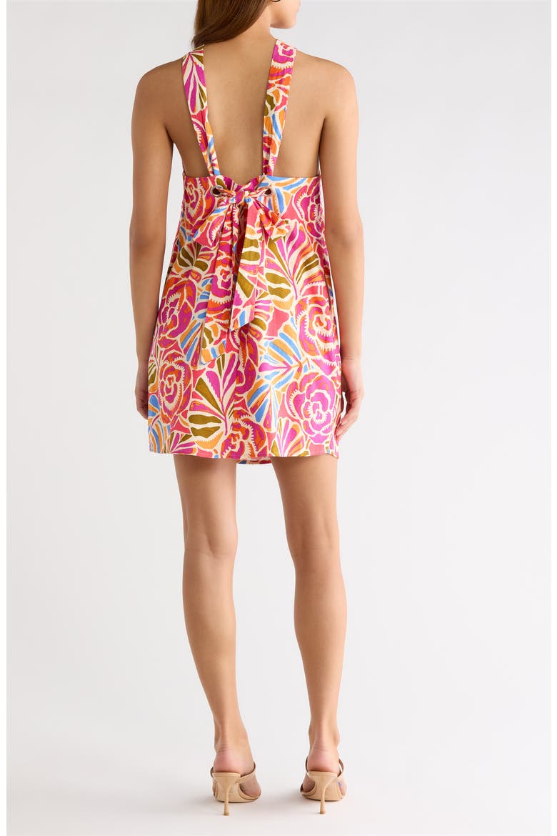 Nomi Floral Print Halter Minidress, Alternate, color, PINK-ORANGE-BLUE