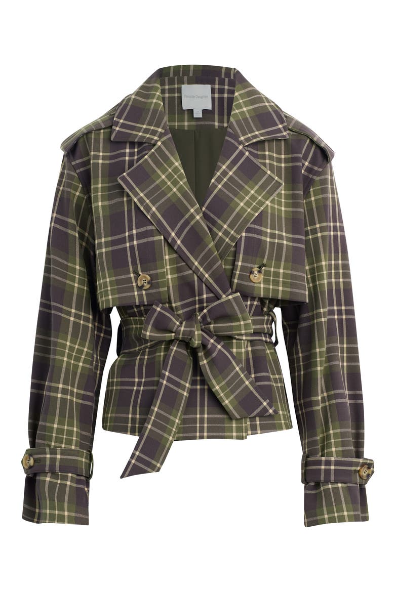 The Cropped Charles Plaid Trench Coat, Alternate, color, COUNTRYSIDE PLAID