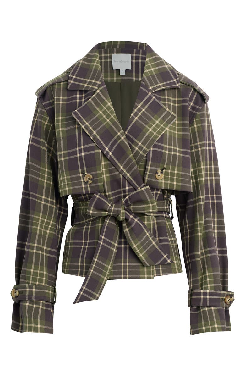 Favorite Daughter The Cropped Charles Plaid Trench Coat, Alternate, color, Countryside Plaid