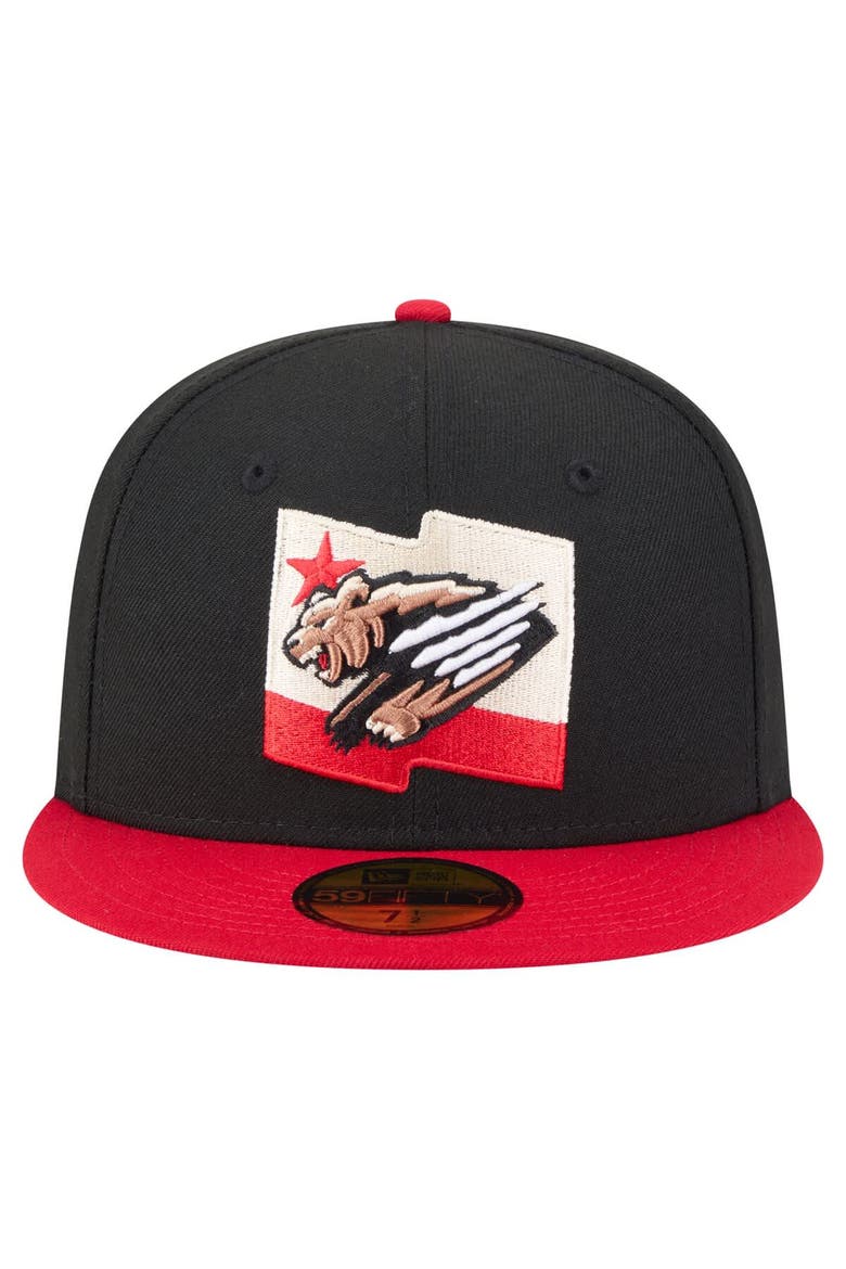 Men's New Era  Black/Red Fresno Grizzlies Authentic Collection 59FIFTY Fitted Hat, Alternate, color, Black