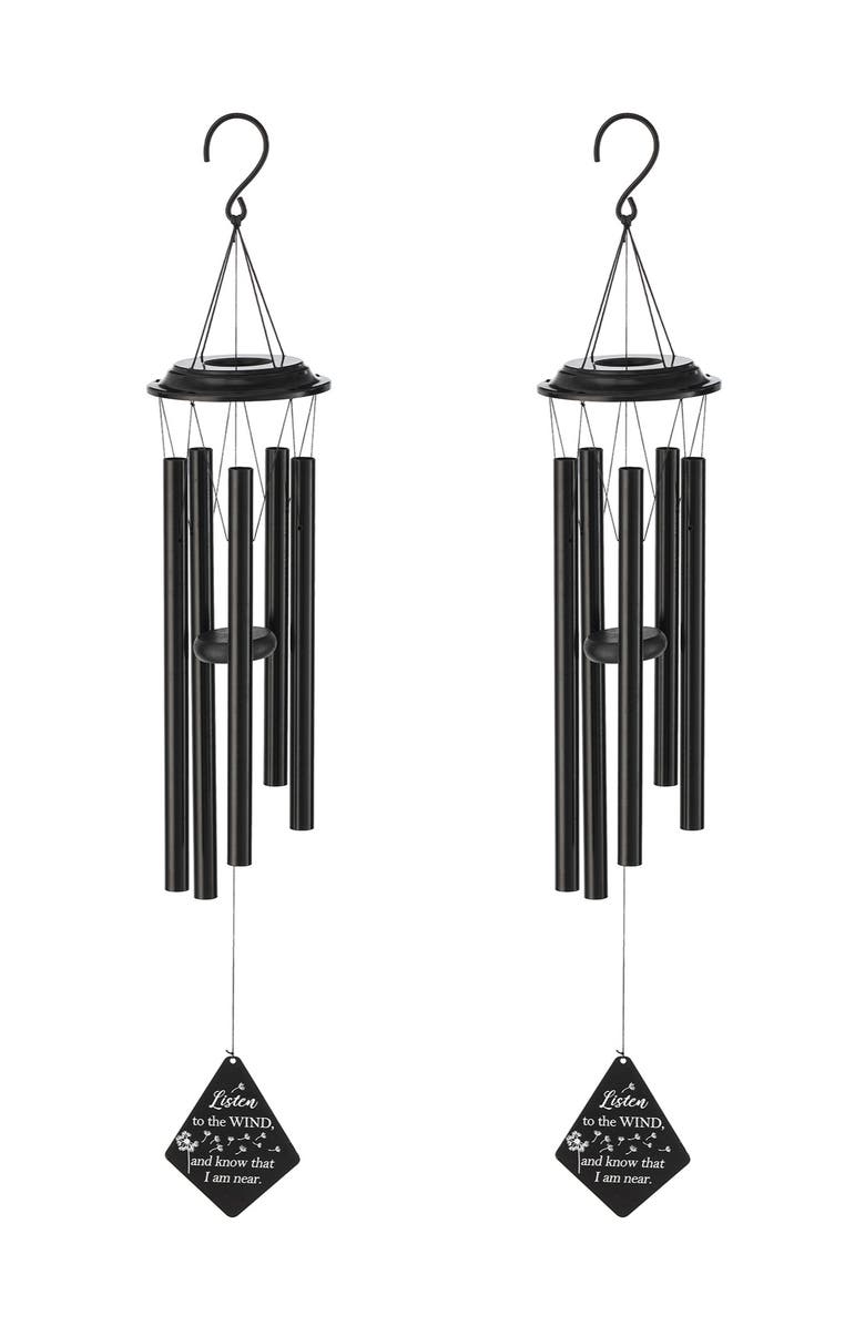 Glitzhome Set of 2 38"H Metal Black Windchime, Main, color, Black