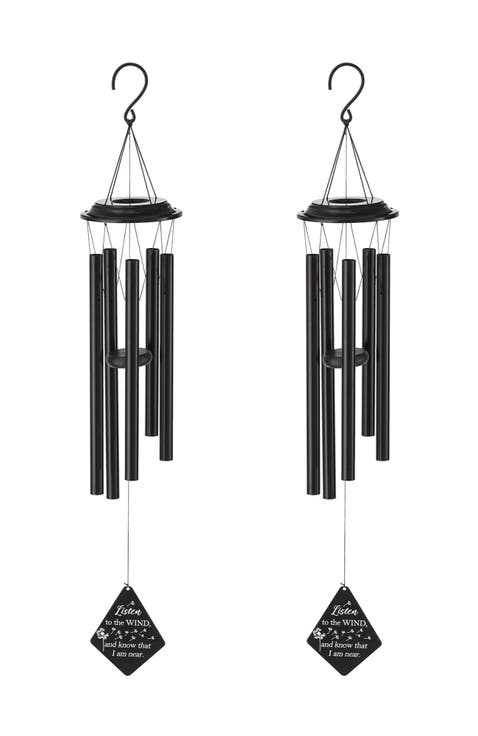 Set of 2 38"H Metal Black Windchime