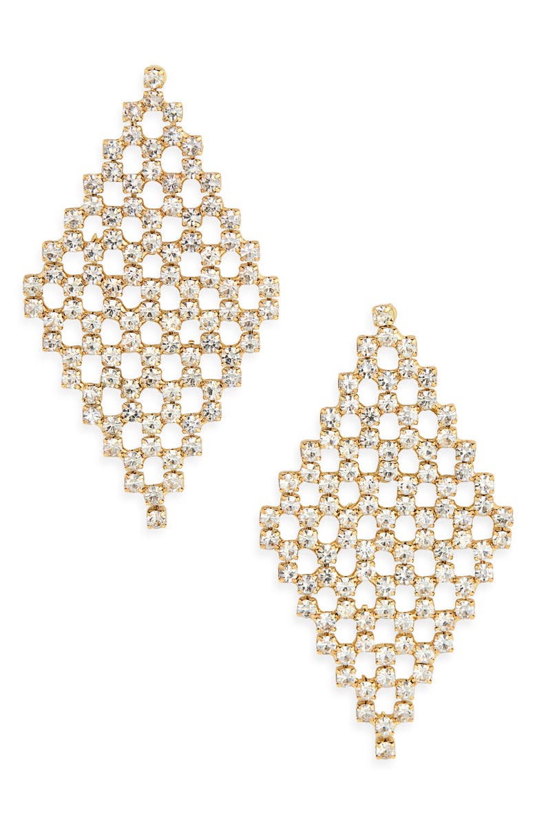 NORDSTROM RACK Cubic Zirconia Kite Drop Earrings, Main, color, Clear- Gold