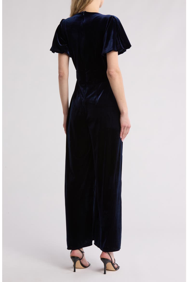 Puff Sleeve Velvet Jumpsuit, Alternate, color, CLASSIC NAVY BLUE