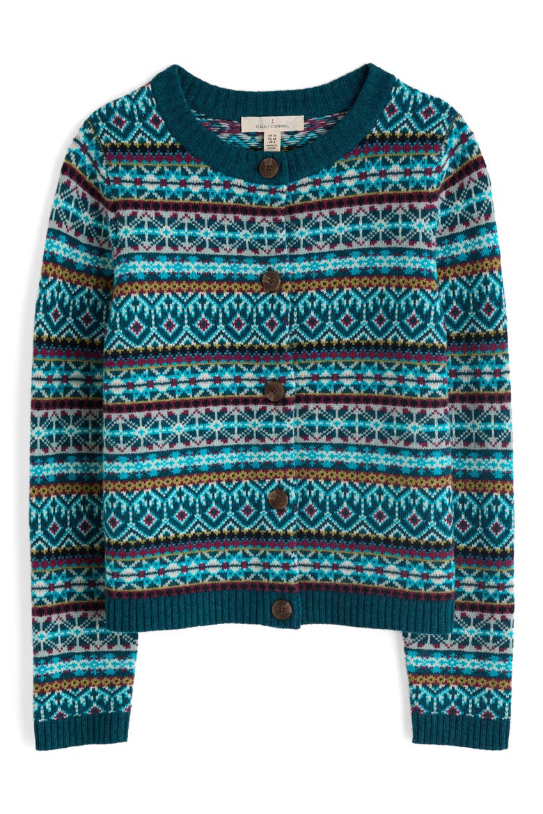 Percella Cove Fair Isle Merino Wool Blend Cardigan, Alternate, color, KNIT OPEN GARDEN MULTI