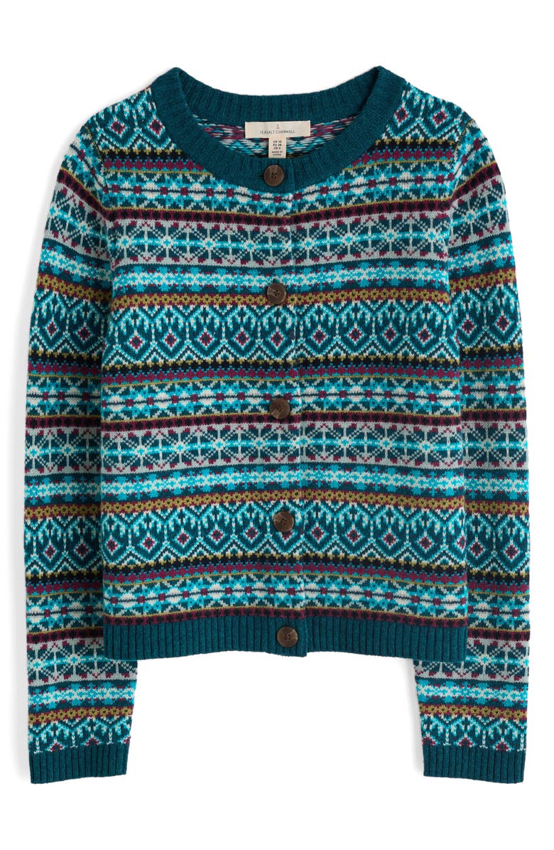 Seasalt Cornwall Percella Cove Fair Isle Merino Wool Blend Cardigan, Alternate, color, Knit Open Garden Multi