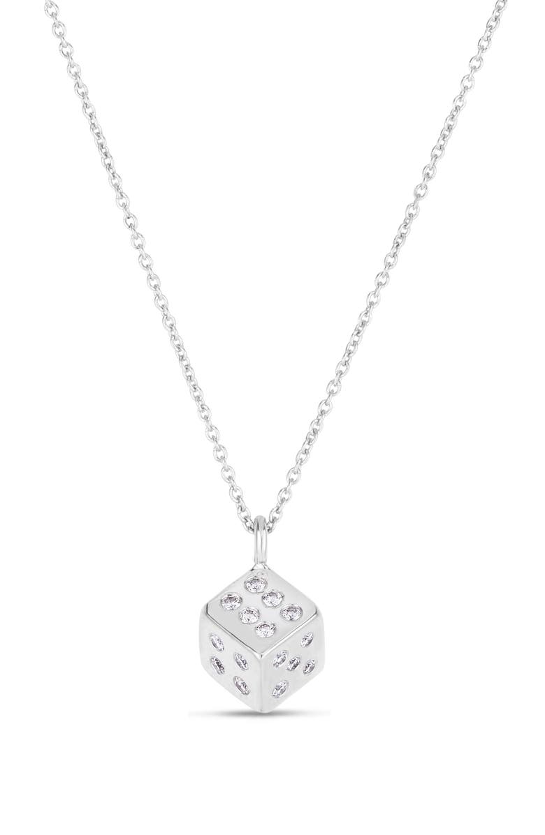 Roberto Coin Tiny Treasure Diamond Dice Pendant Necklace, Main, color, 