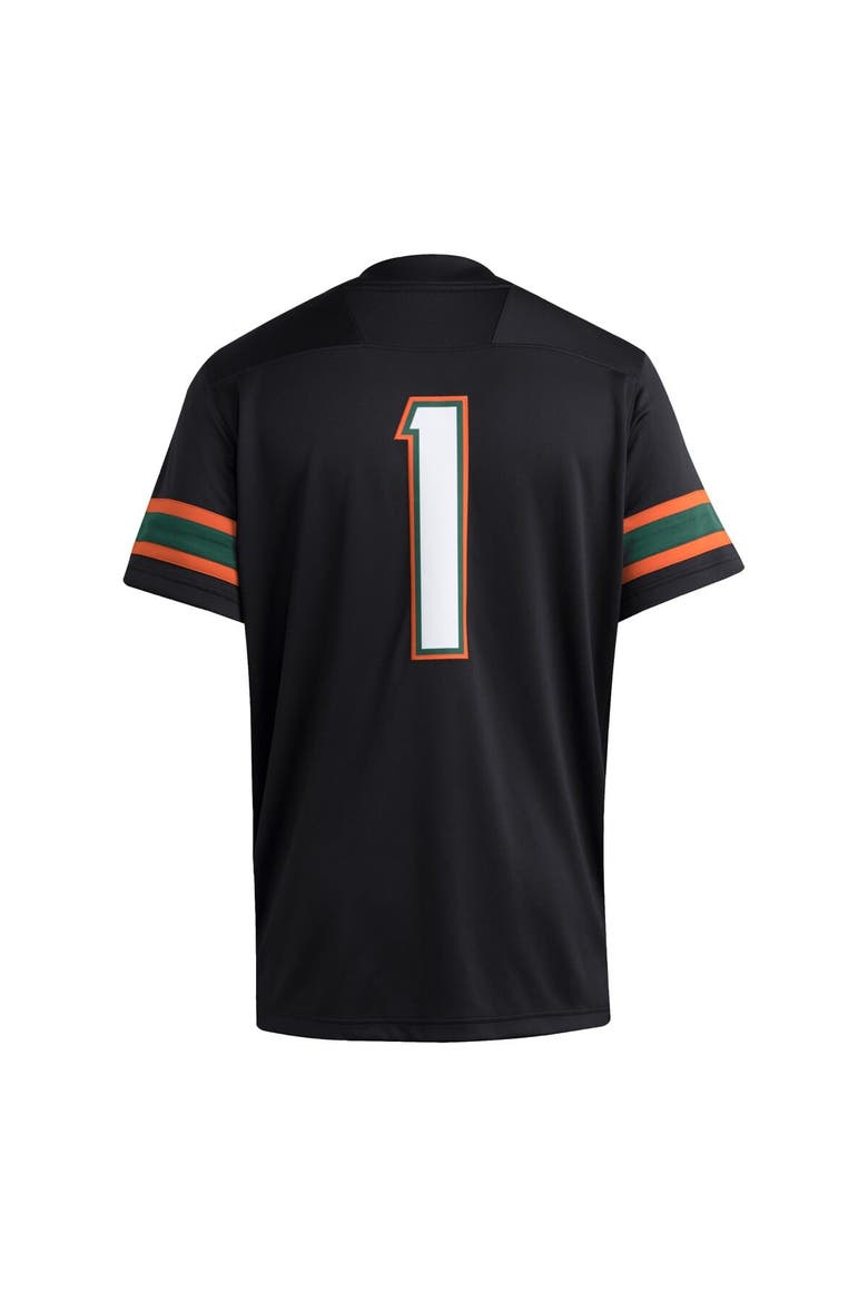 Men's adidas #1 Black Miami Hurricanes Premier Jersey, Alternate, color, Black