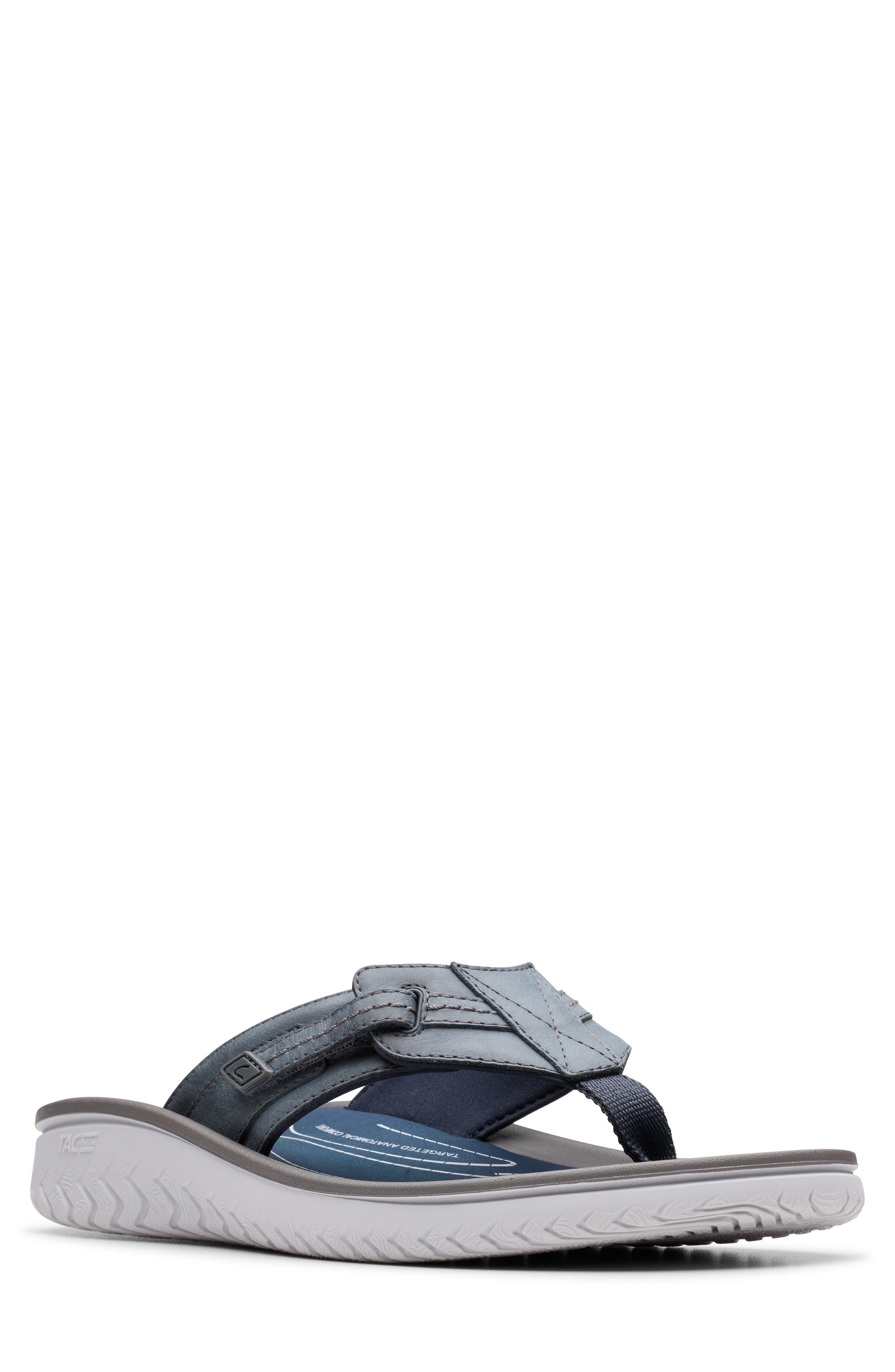 Clarks<sup>®</sup> Wesley Sun Flip Flop, Main, color, Navy Leather