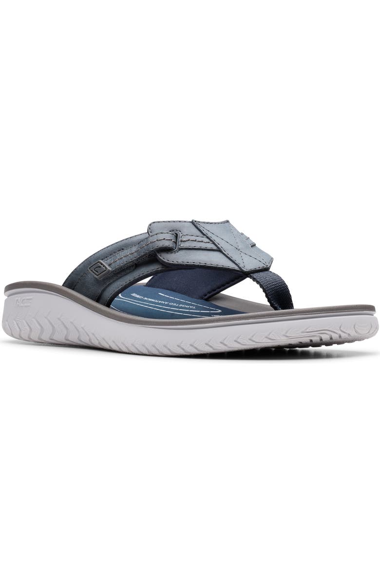 Clarks<sup>®</sup> Wesley Sun Flip Flop, Main, color, Navy Leather