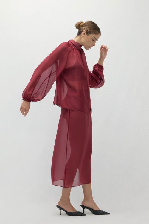 Naked Cashmere Amara Silk Organza Blouse In Burgundy